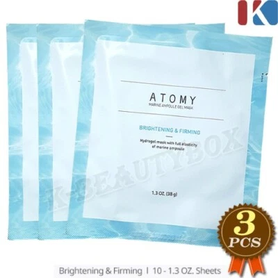 ATOMY Marine Ampoule Gel Mask 38g x 3pcs Brightening Firming Hydrogel Masks NEW