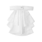 Colonial Detachable Jabot Necktie White Ruffled Faux Collar for Period Costumes