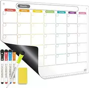 Mag-Fancy Dry Erase Calendar Kit- Magnetic Calendar for Refrigerator - Monthly Fridge Calendar Whiteboard with Extra-Thick Magnet Included Fine Point Marker & Eraser & Holes for Wall Hanging