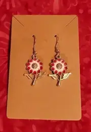 BILLY STRINGS RED DAISY EARRINGS-FAN ART