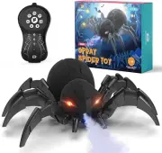 Remote Control Spider, Robot Spide with Spray and Lights, Black Widow Toy for Ki
