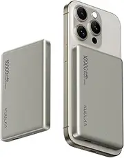 Kuulaa Power Bank 10000mAh Battery Pack, Magsafe Powerbank 20W Fast Charging Wireless Portable Charger Compatible with iPhone 16/15/14/13/12 Serie - Titanium