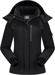 [CAMEL CROWN] Women's Ski Jacket Waterproof Warm Coat Winter Fleece Snow Coat Hooded Snowboarding Jacket