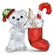 NIB Swarovski Kris Bear Christmas Holiday Stocking Crystal Figurine #5717258