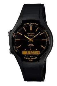 在飛比找Yahoo!奇摩拍賣優惠-【萬錶行】CASIO 商務型酷炫雙顯指針錶  AW-90H-