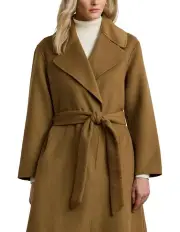 [Lauren Ralph Lauren] Double Faced Wool Blend Wrap Coat in Brown