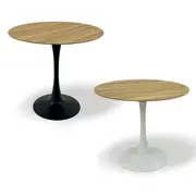 FORET Modern Round Dining Table Tulip Coffee table 80cm Metal Legs Wooden Top