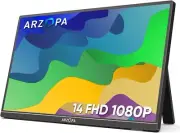 ARZOPA A1S 14" Portable Monitor FHD 1080P Dual Speakers Laptop PC phone Xbox PS4