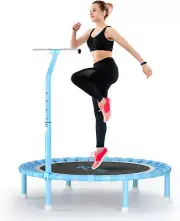 40" Fitness Trampoline with Adjustable Handle Bar, 450Lbs Foldable Mini Trampoli