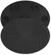 Makeup Brush Cleaner Mat Silicone Brush Cleaning Mat Big Size Make Up Brush Clean Pad with Suction Cup for Makeup Brush Cleaning (Black)
