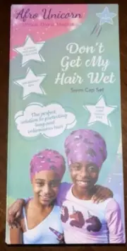 2 SETS | Afro Unicorn | Swim Cap Set | Watertight Seal | Unique Divine Magical