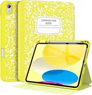 Supveco Case for iPad (A16) 11th Generation 11 inch (2025),iPad 10th Generation 10.9 inch (2022) with Pencil Holder-[Auto Wake/Sleep],Premium Folio Stand Case with Soft TPU Back Cover-Yellow