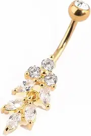[Lovisa] Gold Plated Titanium Marquise Diamante Belly Bar | Premium PVD Gold-Plating | Hypoallergenic | On Trend Designs