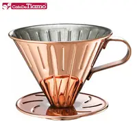 在飛比找PChome24h購物優惠-Tiamo 0916 V02不鏽鋼咖啡濾杯組1-4人-附濾紙