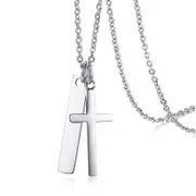 Personalised Cross Necklace with Vertical Bar