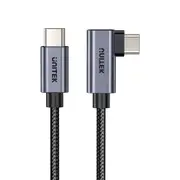 Unitek C14123BK-1M USB 3.0 USB-C Cable - 1m - Space Grey Right Angled 90 Degree - Up to 100W PD Fast Charging - Up to 480Mbps - Aluminium Alloy [C14123BK-1M]