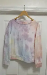 Betsey Johnson Sweatshirt Women's Medium Tie Dye Pastel Color Oversized Spring