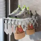 Wall Mounted Suction Cup Sock Drying Rack Wardrobe Storage Organizer Bathroom