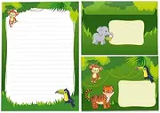 Writing Paper Set Letter Pad with Envelope for Girls Boys Kids Motif Toucan Animals Letter Paper Pad Lined (A5 Pad with 25 Sheets + 15 Envelopes)