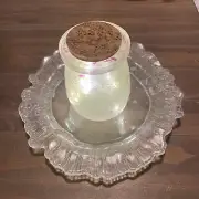 New, Unique, One Of A Kind, Jar And Plate Set, Lighted Jar With Cork Cap, Green
