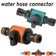 PC Dual Port Nipple Valve Garden Hose Connector w Switch Two Way Quick Adapters