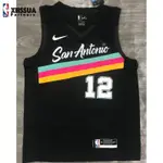 【西蘇】熱壓阿德里奇球衣 NBA 球衣聖安東尼奧馬刺隊 12 #黑城版籃球球衣