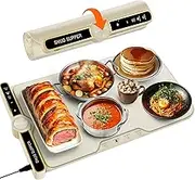 Warming Mat for Food - Fast Full Surface Heating Electric Warming Tray - Roll Up Food Warming Mat with 9 Temp Setting, Timer, Auto Shut-Off - Warming Trays for Buffets Party, Everyday Use, Yellow