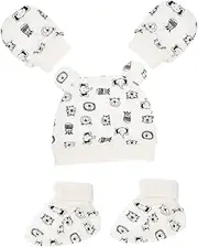 [GLSTOY] Hat Newborn Mittens No Scratch Mits Hats for Hats Photo Booth Prop Newborn Shower Cap Caps Foot Covers Colorful Cotton