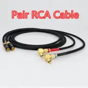 Pair HiFi Audio RCA Signal Cable Coaxial Cable W/ Right Angle Flat RCA Plug New