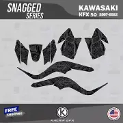 Graphics Kit for Kawasaki ATV KFX50 (2007-2022) Snagged-Smoke (16 Mil)