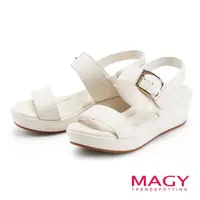 在飛比找momo購物網優惠-【MAGY】二字牛皮楔型厚底涼鞋(米白)