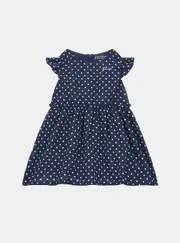 GUESS Blue Polka Dot Chiffon Dress Size: 3, Polyester