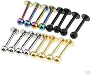 [Wzmzjy] 2x 16Pcs Lip 8mm Stainless Bar Jewellery