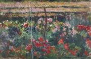 Claude Monet - Peony Garden Giclee Fine Art Print Reproduction on Canvas 36"