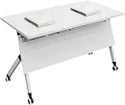 29.5" H Mobile Conference Table｜Foldable Conference Room Table｜Flip Top Meeting Table｜Seminar Table Portable For Office｜Large Business Training Executive Desk (Only Table)(55x20x30in(140x50x75cm))