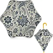 [ODAWA] Kid Umbrellas Floral Blue J Handle Golf Stick Umbrella