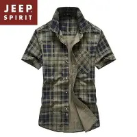 在飛比找Yahoo!奇摩拍賣優惠-JEEP2024夏季新款男士短袖襯衫寬松大碼半袖衫中年吉普格