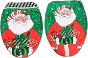 LABRIMP 2pcs Elderly Toilet Cover Round Decoration for Home Decorations for Home Christmas Decoration Xmas Toilet Seat Cover Christmas Toilet Mat Rug 100% Polyester Plush Printing Red