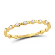 14k Yellow Gold Round Diamond Modern Stackable Band Ring 1/10 Cttw