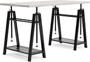 [Signature Design by Ashley] Bayflynn Adjustable Height Desk, White/Black