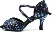 [DKZSYIM] Women Professional Ballroom Latin Salsa Social Wedding Dance Shoes Sandals,Model QJW-QZ