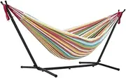 Desert Moon Double Cotton Hammock,Hammock with Stand,Outdoor Garden Camping Swing for Kids Adult,with Space-Saving Steel Stand Including Carrying Bag