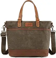 [Montana West] x Lee Waxed Canvas Tote Bag for Women Work, with Multi-pocket & Adjustable Strap Shoulder Bag and Handbag