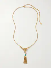 [Chloé] Chloé - Bead-embellished Tassel Gold-tone Necklace - One size One size Gold