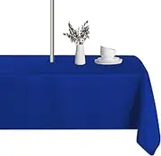 LUSHVIDA Rectangle Outdoor Tablecloth with Umbrella Hole and Zipper, 60x84 Inch Blue, Washable Waterproof Table Cloth Spill Proof Wrinkle Free Table Cover for Patio Spring Summer Picnic BBQS