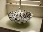 Gemstone Stone Round Wash Basin Sink, Hand Wash Vessel Sink, Interior Decor
