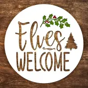 Large Welcome Elf Stencil for Holiday Crafts, Reusable Christmas Decor Stencil