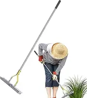 Dethatcher Rake - Metal Dethatching Rake for Garden,Lawn Soil Rake, Stainless Steel Metal Lawn Grass Rake for Efficient Garden Maintenance