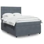 Box Spring Bed with Mattress Wooden Bedstead Slatted Bed Frame Velvet vidaXL