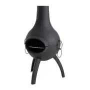 Charmate 50x96cm Chiminea Outdoor Folding Griller With Serving Board Black